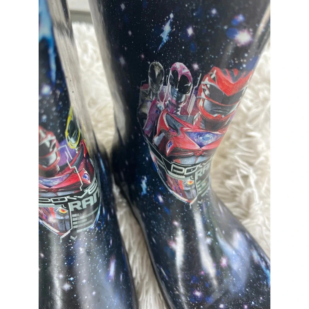 Power Rangers Toddler Rain Boots Galaxy Space Print Black Red Blue Size 2/3